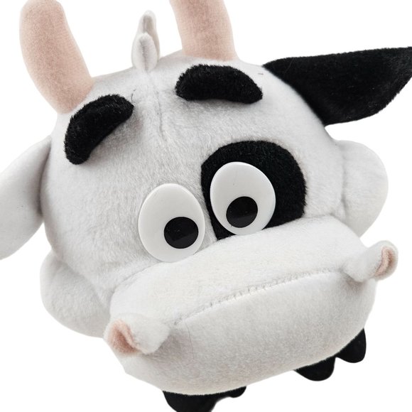 Nanco Cow Plush 2003 White Black Smooth Texture 10 in Tall Stuffed Animal Toy - Picture 2 of 7